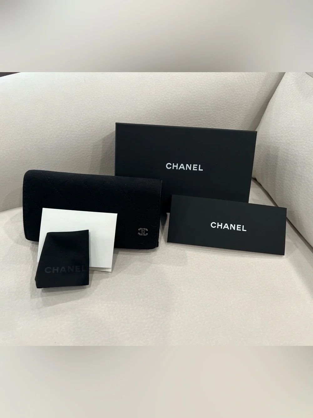 PRE-LOVED CHANEL Pearl Polarized Winter Butterfly Sunglasses, Black